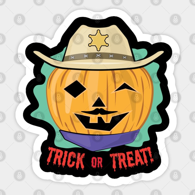 Sheriff Halloween Pumpkin - Funny Sticker by DesignWood Atelier